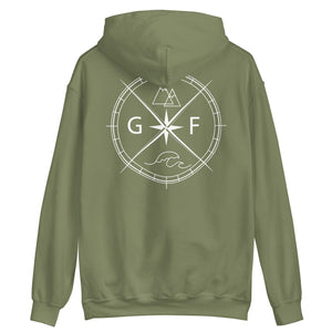 GF Compass- white text Hoodie